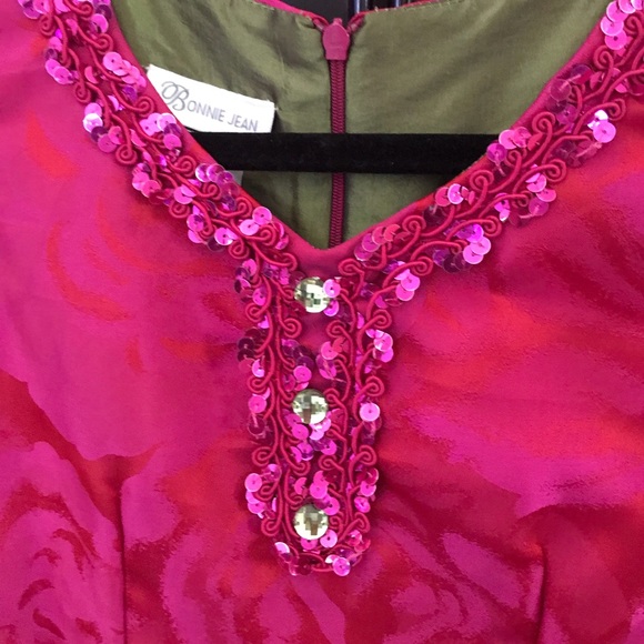 Bonnie Jean Jacquard Embellished Neck Hi-Lo Dress - Picture 2 of 7